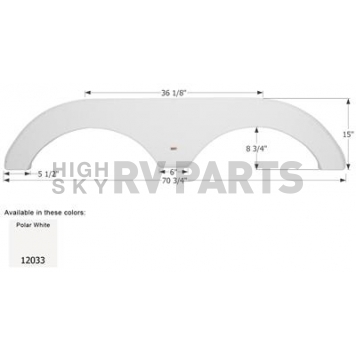 Icon Fender Skirt For Forest River  Cherokee 70-3/4 Inch 15 Inch  White 12033