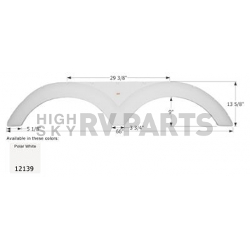 Icon Fender Skirt For Cruiser  Funfinder X 66 Inch 13-5/8 Inch  White 12139