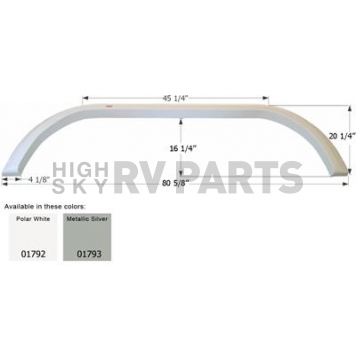 Icon Fender Skirt Carriage/ Cameo/ Cabo/ Carri-Lite/ Royal 80-5/8 Inch 20-1/4 Inch Polar White 01792