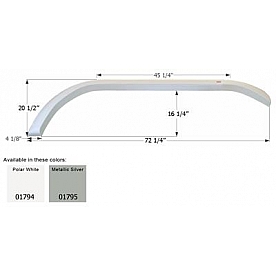 Icon Fender Skirt Carriage/ Cameo/ Cabo/ Carri-Lite/ Royal 72-1/4 Inch 20-1/2 Inch Metallic Silver 01795