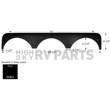 Icon Fender Skirt For Gulfstream  Enduramax Wide Open 105-1/2 Inch 17-1/2 Inch Black 01821