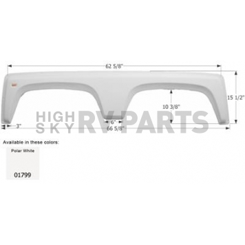 Icon Fender Skirt For Cruiser  Shadow Cruiser 66-5/8 Inch 15-1/2 Inch  White 01799