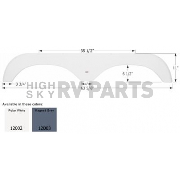 Icon Fender Skirt For Okanagan Brands 63-5/8 Inch 11 Inch Polar White 12002