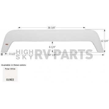 Icon Fender Skirt For Forest River  Rockwood/ Rockwood Roo 57-1/4 Inch 12-3/4 Inch  White 01903