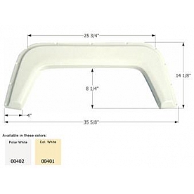 Icon Fender Skirt Universal Replacement To Fit By Dimension 35-5/8 Inch 14-1/8 Inch Colonial White 00401