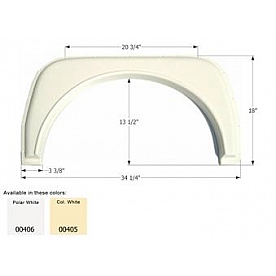 Icon Fender Skirt Universal Replacement To Fit By Dimension 34-1/4 Inch 18 Inch Colonial White 00405