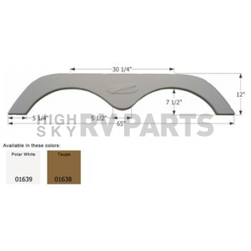 Icon Fender Skirt For R-Vision Brand Trail-Lite/ Trail-Cruiser/ Trail-Sport 65 Inch 12 Inch Polar White 01639