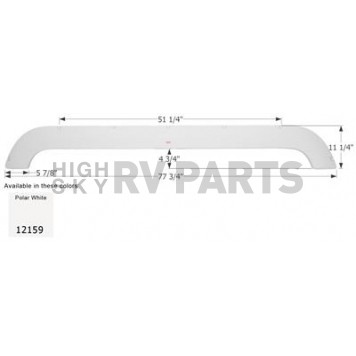 Icon Fender Skirt For Fleetwood  Gearbox 77-3/4 Inch 11-1/4 Inch  White 12159