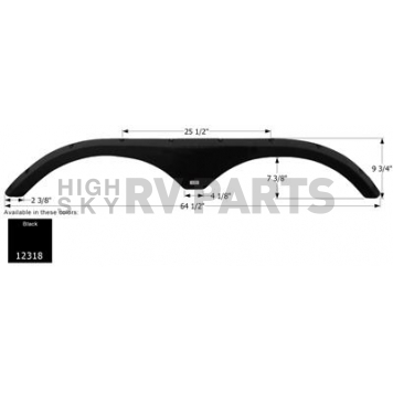 Icon Fender Skirt For Outdoors RV Manufacturing  Tamarack Trail 64-1/2 Inch 9-3/4 Inch Black 12318
