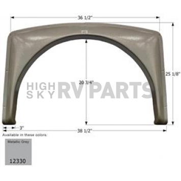 Icon Fender Skirt For Gulfstream  B Touring Cruiser 38-1/2 Inch 25-1/8 Inch Metallic Gray 12330