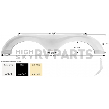 Icon Fender Skirt For Evergreen RV  Bay Hill 77-3/4 Inch 15-1/2 Inch Black 12707