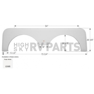 Icon Fender Skirt For Forest River  Salem Sport 73-3/4 Inch 20-3/8 Inch  White 12105
