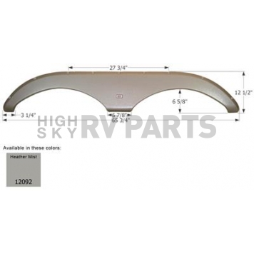 Icon Fender Skirt For Gulfstream  Mako 65-3/4 Inch 12-1/2 Inch Heather Mist Metallic 12092