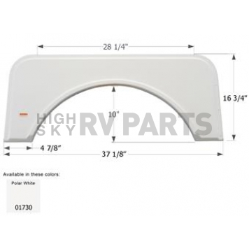 Icon Fender Skirt For Kit  Companion 37-1/8 Inch 16-3/4 Inch  White 01730