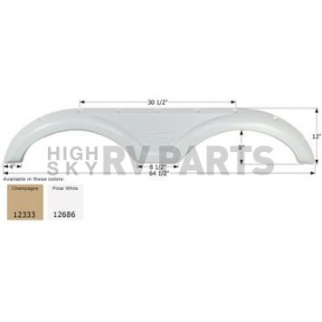 Icon Fender Skirt For Gulfstream  Conquest/ Seahawk 64-1/2 Inch 12 Inch  White 12686