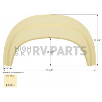 Icon Fender Skirt For GMC Frontier s 39-1/8 Inch 21-1/4 Inch Colonial White 12301