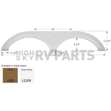 Icon Fender Skirt Keystone  FS2035 73-1/2 Inch 13-3/4 Inch  White 12209