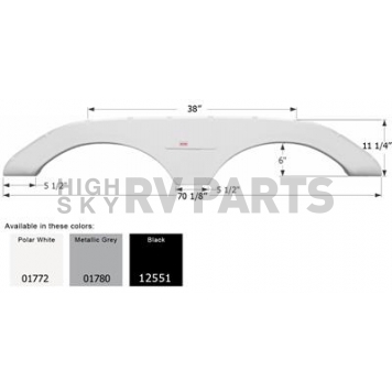 Icon Fender Skirt For Keystone  Montana 70-1/8 Inch 11-1/4 Inch With 6 Inch Radius Wheel Arch Black 12551