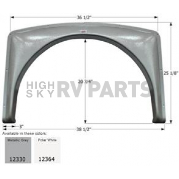 Icon Fender Skirt For Gulfstream  B Touring Cruiser 38-1/2 Inch 25-1/8 Inch  White 12364
