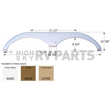 Icon Fender Skirt for Forest River Cardinal/ Cedar Creek/ Cherokee/ Rockwood/ Salem/ Sierra 68-3/8 Inch 13-7/8 Inch Champagne 12340