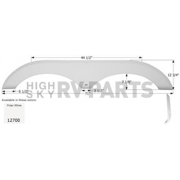 Icon Fender Skirt For Pilgrim s 71 Inch 12-3/4 Inch  White 12700
