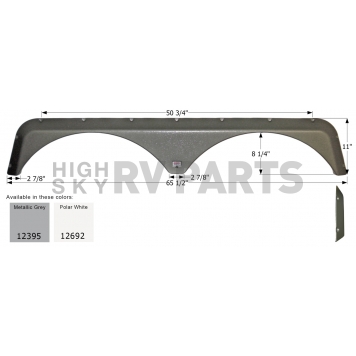 Icon Fender Skirt For Jayco  Eagle 65-1/2 Inch 11 Inch  White 12692