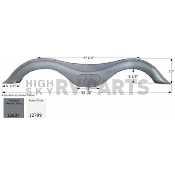 Icon Fender Skirt for Prime Time RV (Division Of Forest River) Tracer Ultra Lite 82-1/2 Inch 13 Inch Midnight Metallic Gray 12799