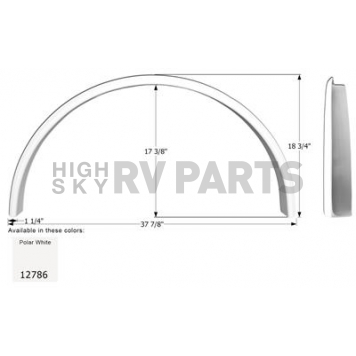 Icon Fender Skirt For Jayco s 37-7/8 Inch 18-3/4 Inch  White 12786