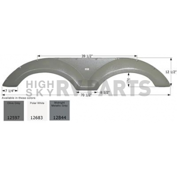 Icon Fender Skirt For Coachmen Brand Chaparral 70-1/2 Inch 12-1/2 Inch Midnight Metallic Gray 12844