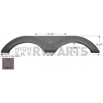 Icon Fender Skirt For Cruiser  Viewfinder 68-1/8 Inch 12-1/2 Inch Gray 12677
