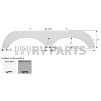 Icon Fender Skirt For Forest River  Surveyor 61-1/4 Inch 11-3/4 Inch  White 01944