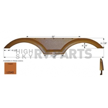Icon Fender Skirt For Coachmen Brand Freedom Express 73 Inch 11-7/8 Inch Copper 12545
