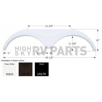 Icon Fender Skirt for Heartland Bighorn/ Big Country/ Cyclone/ Heartland/ Landmark/ Razor 69-1/8 Inch 16 Inch Black - 14174