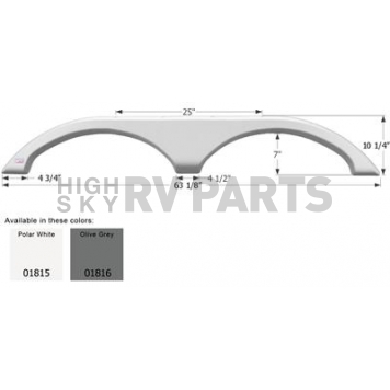 Icon Fender Skirt For Fleetwood  Orbit/ Prowler 63-1/8 Inch 10-1/4 Inch Olive Gray 01816