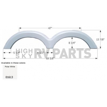 Icon Fender Skirt For Heartland And Discover Canada  Edge/ Kokanee Express 69-5/8 Inch 13-7/8 Inch  White 01613