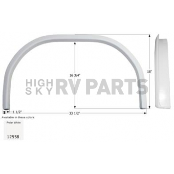 Icon Fender Skirt For Jayco  Eagle 33-1/2 Inch 18 Inch  White 12558