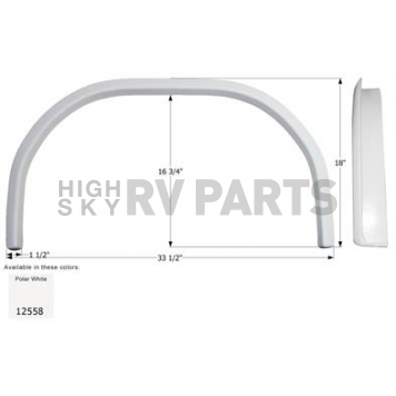 Icon Fender Skirt For Jayco Brand Eagle 33-1/2 Inch 18 Inch Polar White 12558