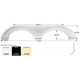 Icon Fender Skirt For Evergreen RV  Bay Hill 77-3/4 Inch 15-1/2 Inch Colonial White 12708