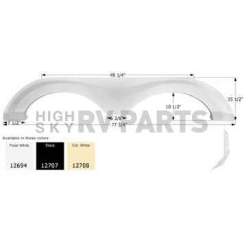 Icon Fender Skirt For Evergreen RV  Bay Hill 77-3/4 Inch 15-1/2 Inch  White 12694