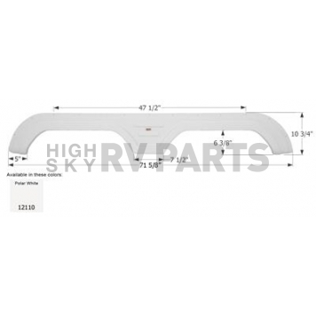Icon Fender Skirt For Keystone  Hornet 71-5/8 Inch 10-3/4 Inch  White 12110