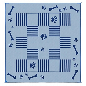 Ming's Mark RV Patio Mat -  9 Feet x 9 Feet Blue/ White Dog Paw Bone Polypropylene - DA3