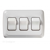 RV Designer Multi Purpose Triple Switch - White - S535