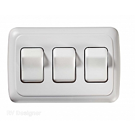 RV Designer Multi Purpose Triple Switch - White - S535