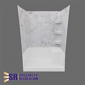 Specialty Recreation Shower Surround - 24 Inch x 40 Inch - Gray And White