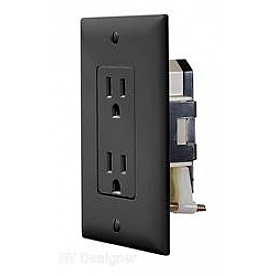 RV Designer Receptacle Dual 110 Volt Black - S817