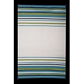 Faulkner RV Patio Mat 20 Feet x 8 Feet Aqua/ Navy/ Lime/ White Stripe - 68679