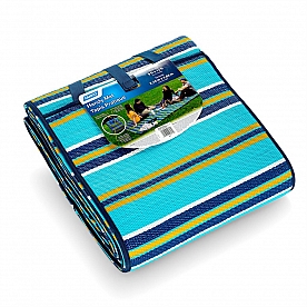 Camco RV Patio Mat 9 Feet x 12 Feet Blue/ White/ Yellow - 42817