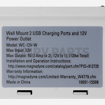 Magnadyne Receptacle 12 Volt DC Two USB Port - WCP-12V-W-4