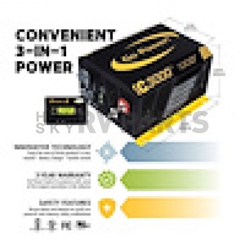 Go Power Sine Wave Inverter - 3000 Watt - with Transfer Switch and Remote Control - 75013-6