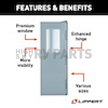 Lippert Components RV Entry Door - Square Corners White - Right Side Hinges - 24 x 68 - V000042629-4